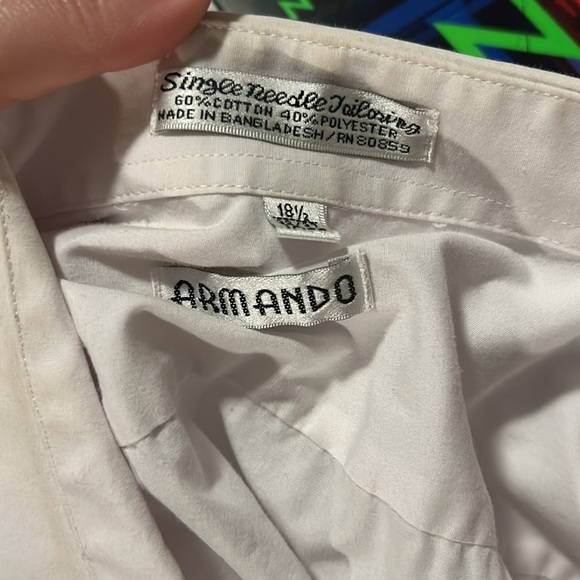 White Armando Dress Shirt - 18.5 Tall - Picture 4 of 4